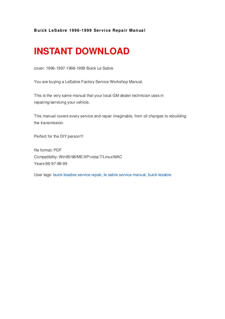 1999 buick lesabre owners manual